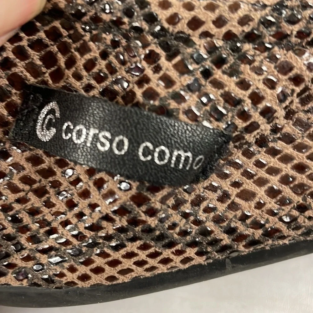 Corso Como Ballasox  Snakeskin Leather Embossed Foldable Ballet Flats